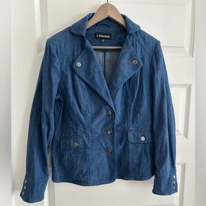 J Peterman Blue Denim Blazer Size 12